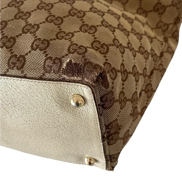 GUCCI GG Canvas Tote Bag Beige Gold - Picture 9 of 13